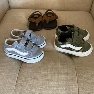 Vans Gray and Camo Sneakers with Brown Sandals